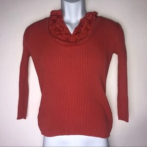 August Silk Cotton/Nylon‎ Sweater Orange/Red Women's Small